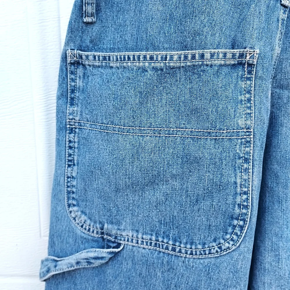 Y2K Calvin Klein Jeans Blue Wide Leg Overalls %100 Cotton Denim - Picture 9 of 10